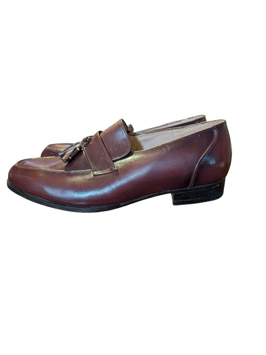 Vintage Barclay Burgundy Leather Tassel Loafers Mens Dress Shoes Size 8 Wide main image 5